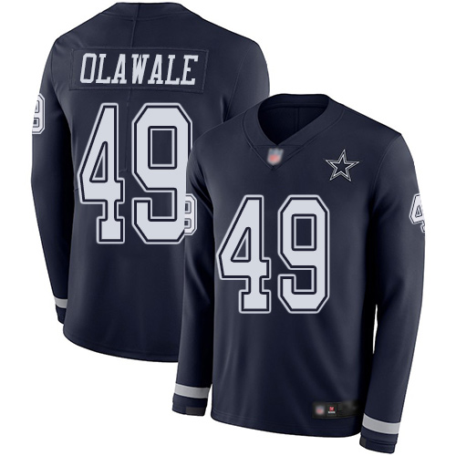 Men Dallas Cowboys Limited Navy Blue Jamize Olawale #49 Therma Long Sleeve NFL Jersey